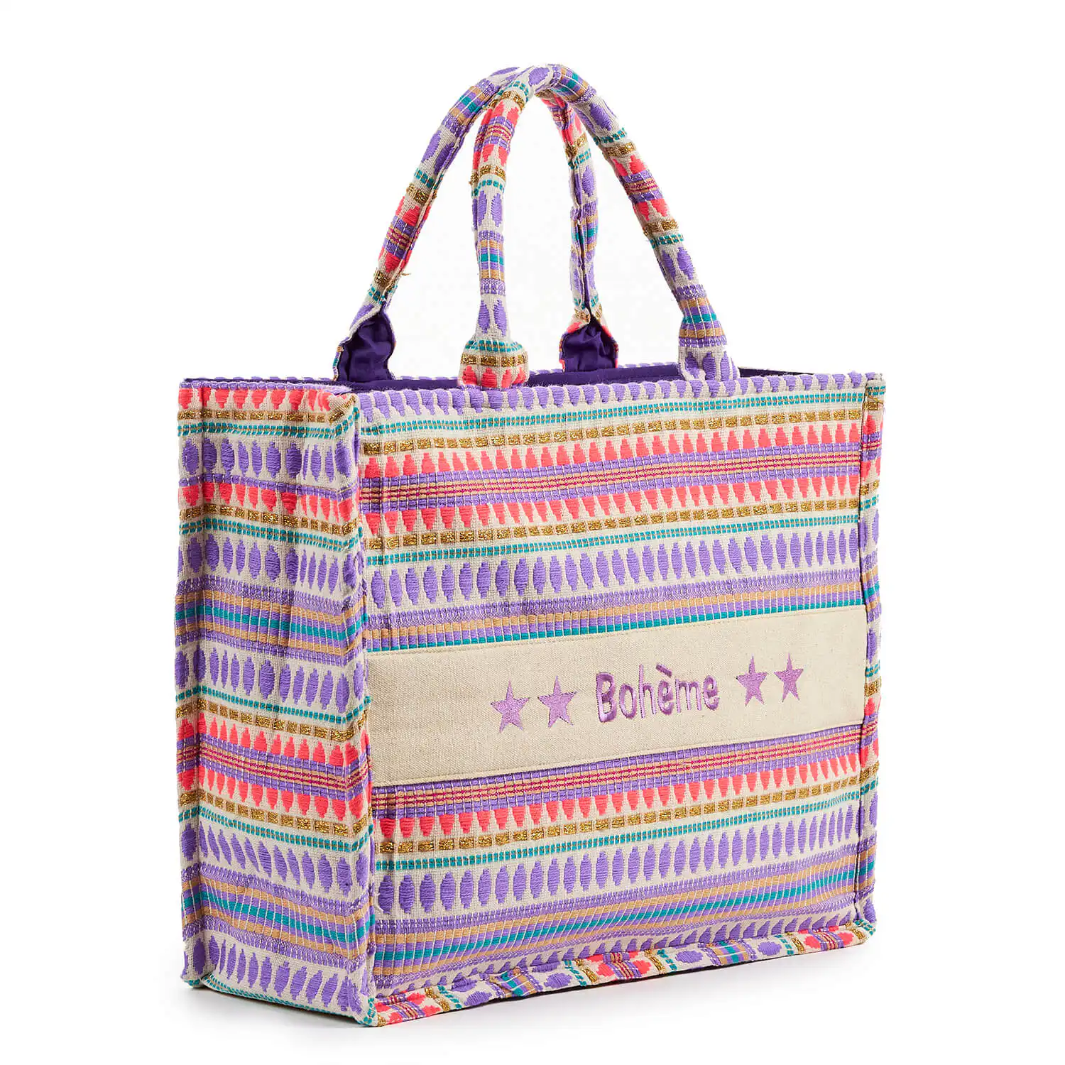 Verde Γυναικεία τσάντα Θαλάσσης 14-0167 Βισκόζη Ινδίας Λιλά