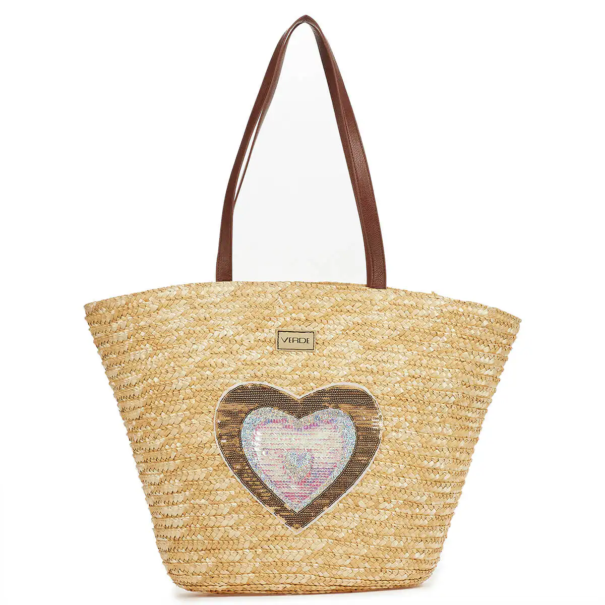 Verde Γυναικεία τσάντα Θαλάσσης 14-0177 Ψάθινη Μπέζ