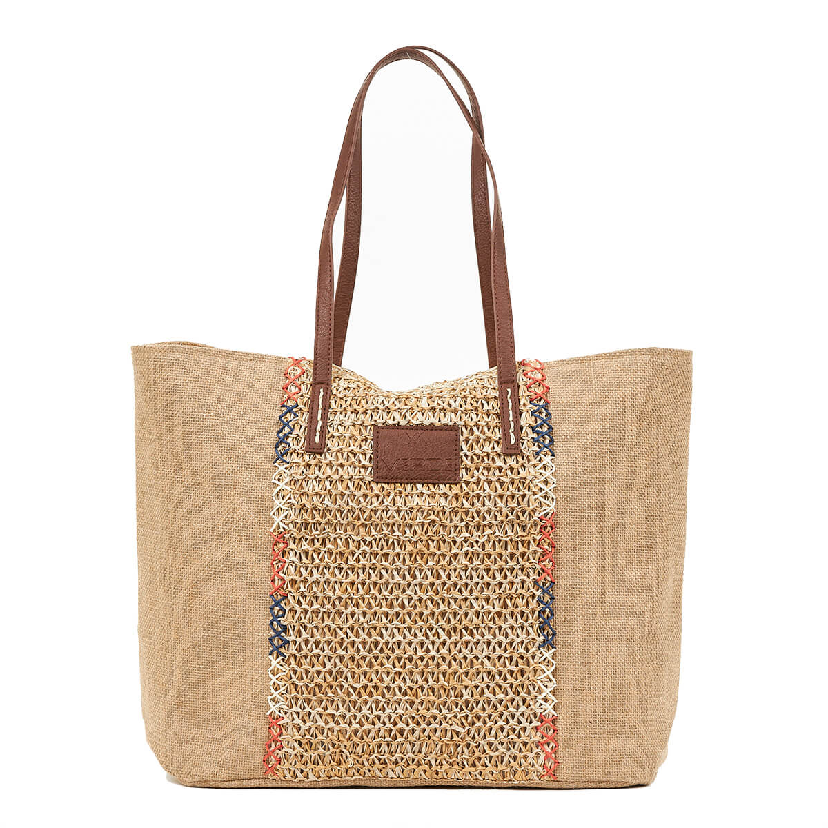 Verde Γυναικεία τσάντα Θαλάσσης 14-0190 Ψάθινη Πολύχρωμο