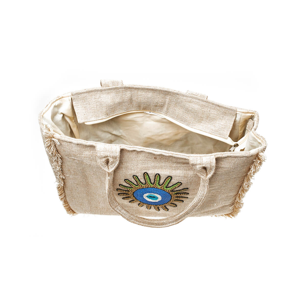 Verde Γυναικεία Τσάντα θαλάσσης 14-0223 Βαμβάκι Γιούτα 10% Μπεζ