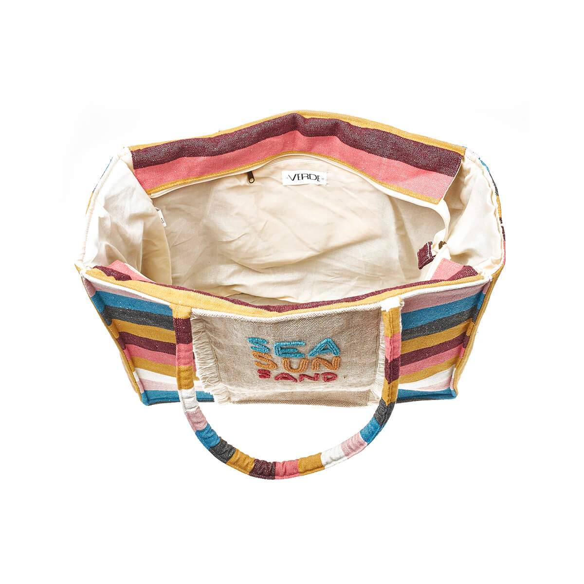 Verde Γυναικεία Τσάντα θαλάσσης 14-0224 απο Βαμβάκι & Γιούτα Πολύχρωμο