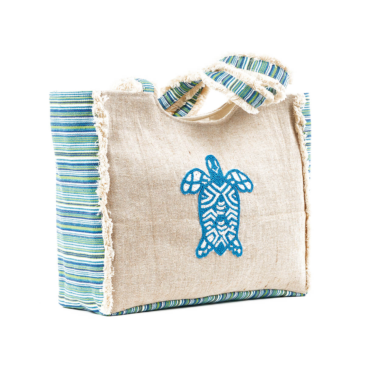 Verde Γυναικεία Τσάντα θαλάσσης 14-0225 απο Βαμβάκι & Γιούτα Πολύχρωμο