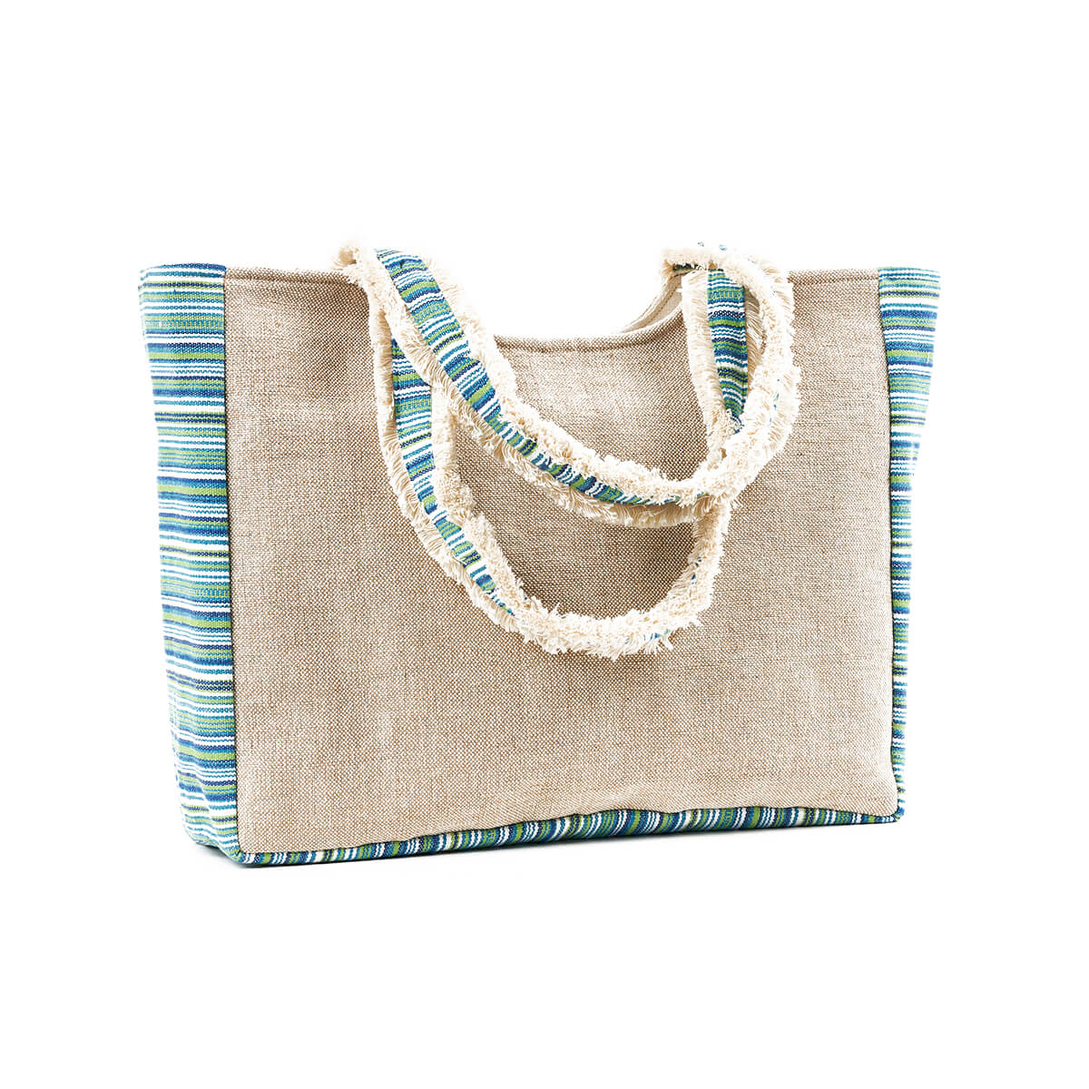 Verde Γυναικεία Τσάντα θαλάσσης 14-0225 απο Βαμβάκι & Γιούτα Πολύχρωμο