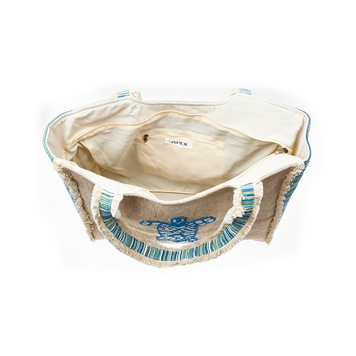 Verde Γυναικεία Τσάντα θαλάσσης 14-0225 απο Βαμβάκι & Γιούτα Πολύχρωμο