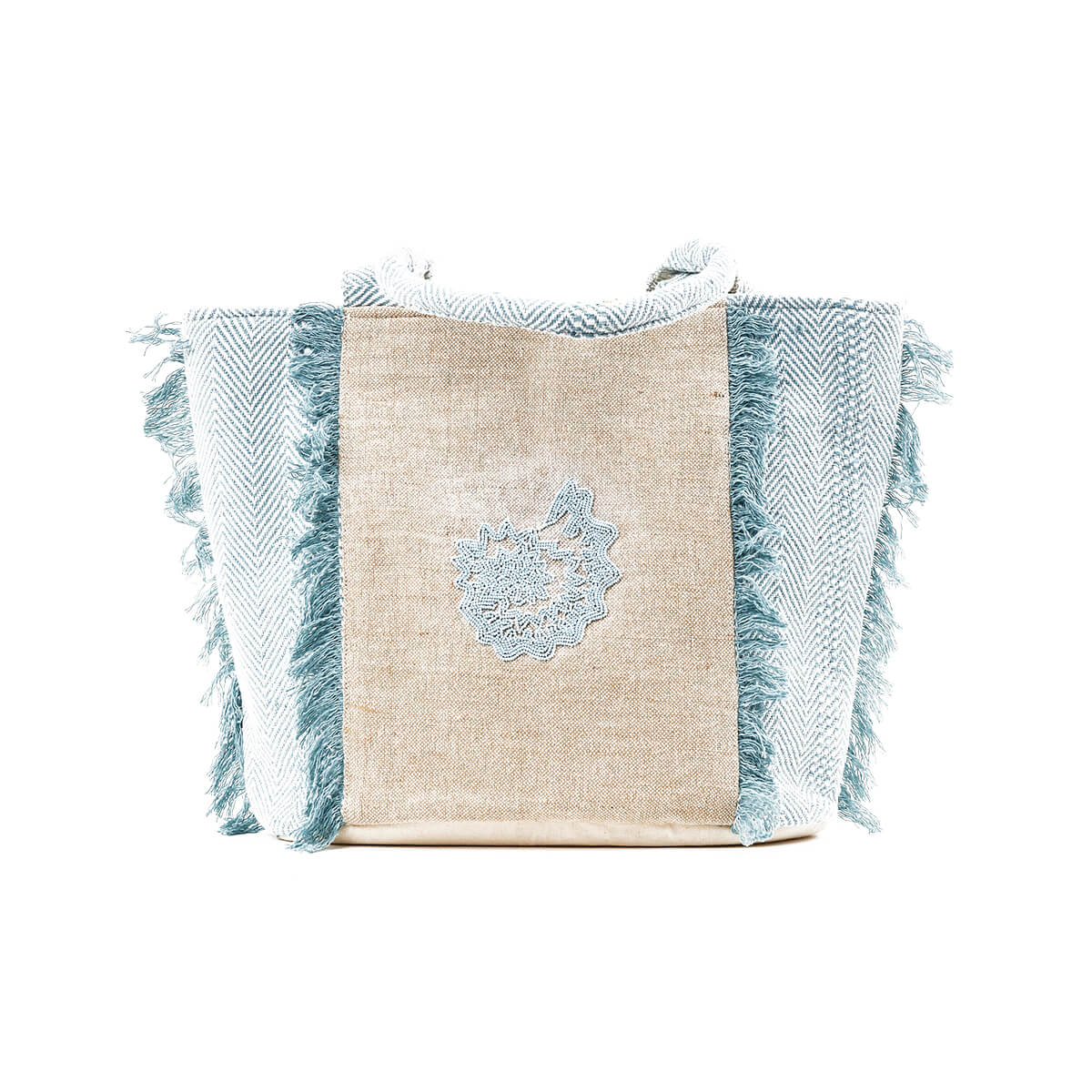 Verde Γυναικεία Τσάντα θαλάσσης 14-0226 απο Βαμβάκι & Γιούτα Τιρκουάζ