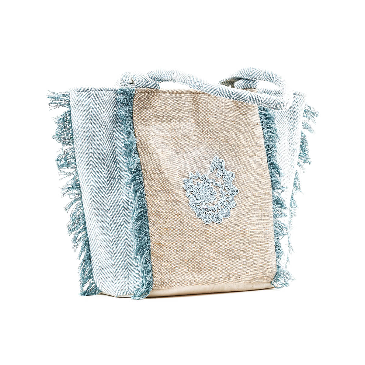 Verde Γυναικεία Τσάντα θαλάσσης 14-0226 απο Βαμβάκι & Γιούτα Τιρκουάζ