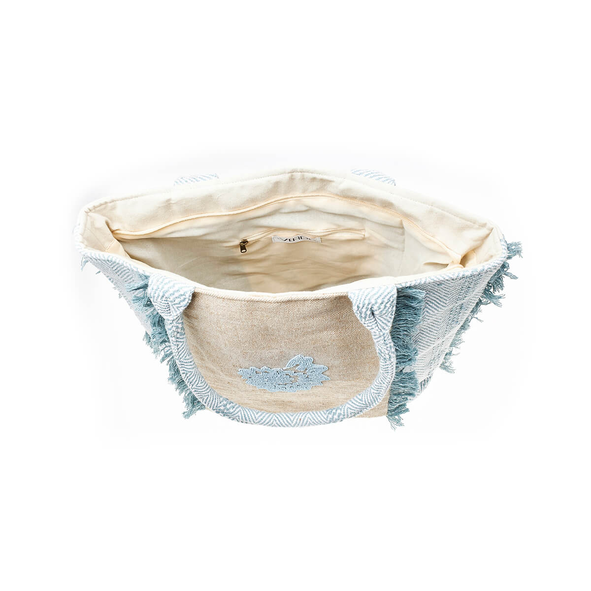 Verde Γυναικεία Τσάντα θαλάσσης 14-0226 απο Βαμβάκι & Γιούτα Τιρκουάζ