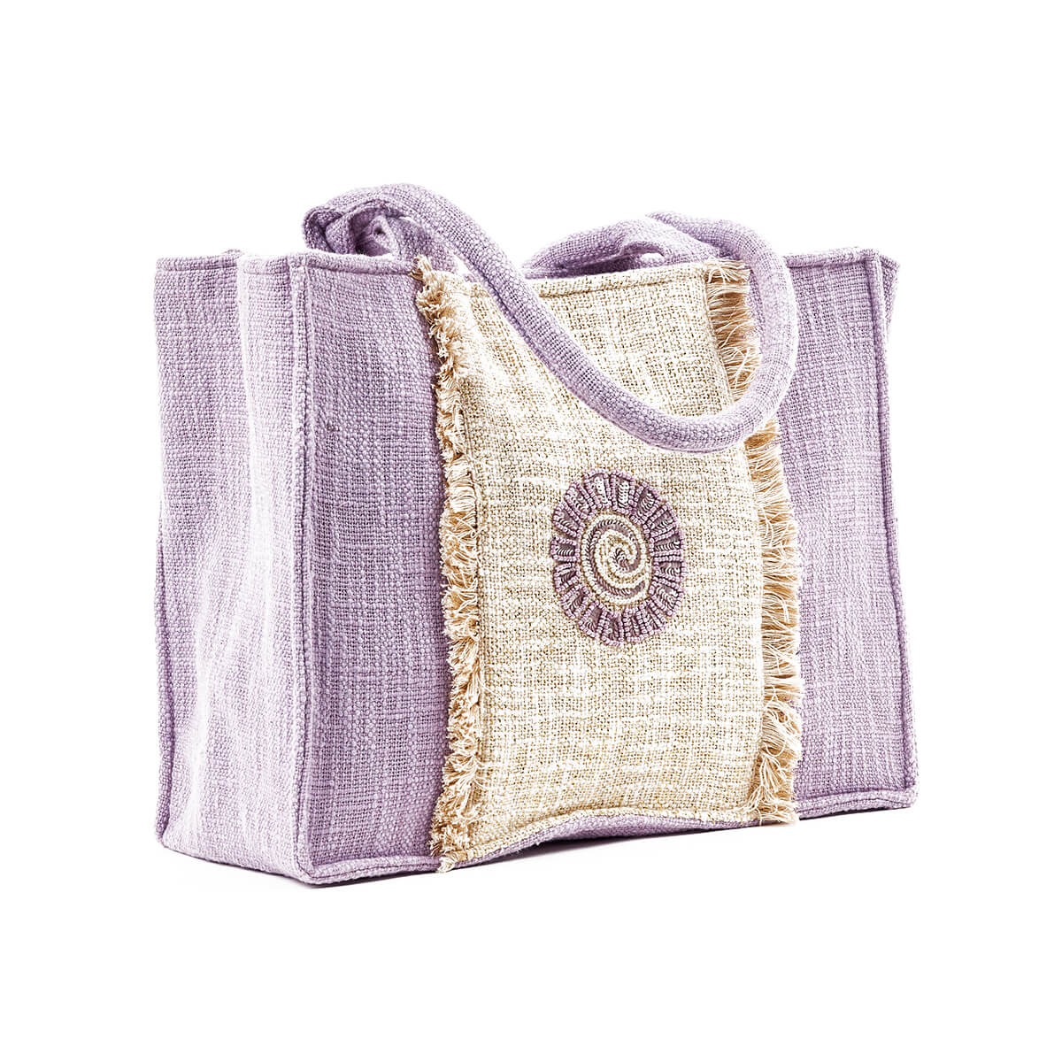 Verde Γυναικεία Τσάντα θαλάσσης 14-0227 απο Βαμβάκι & Γιούτα Μωβ