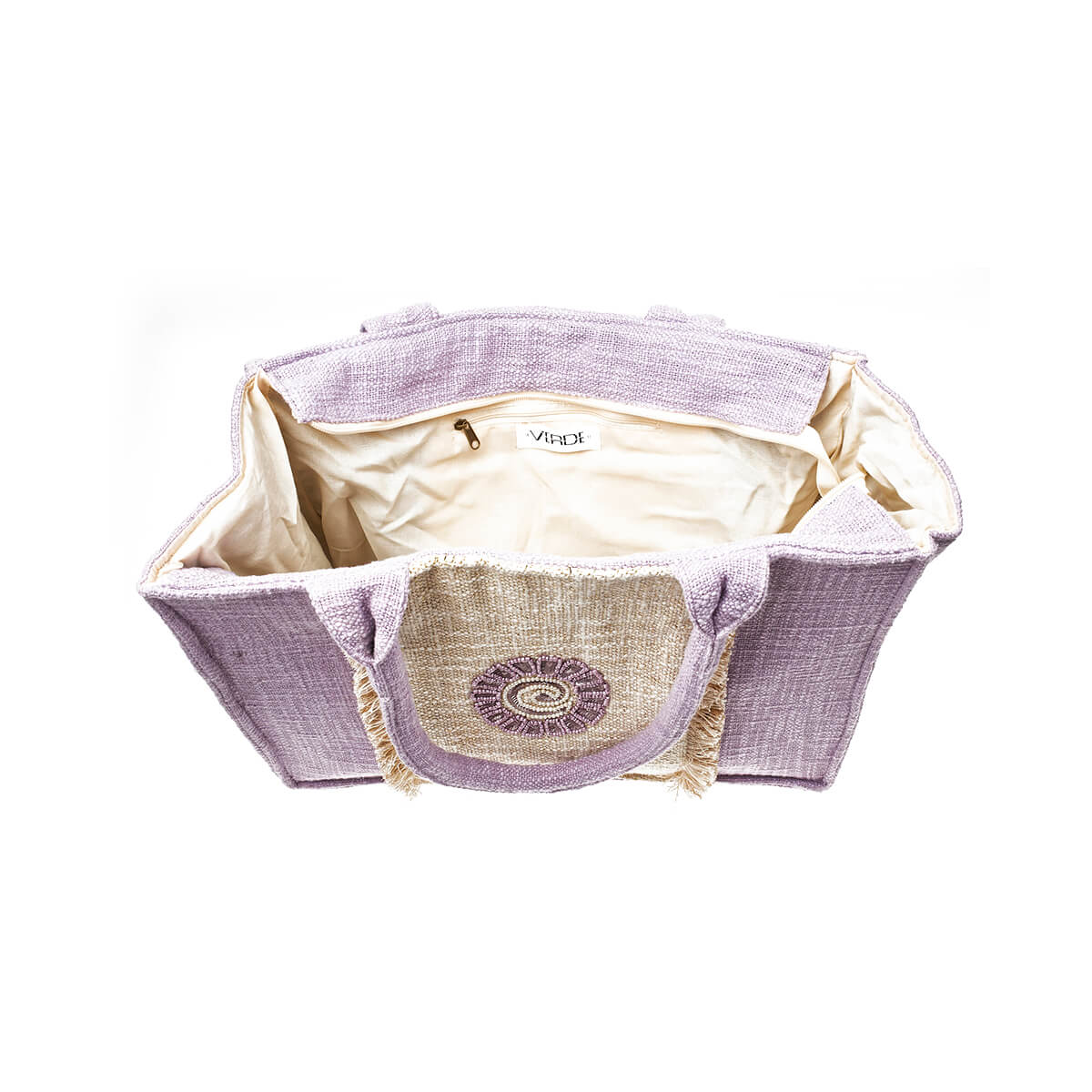 Verde Γυναικεία Τσάντα θαλάσσης 14-0227 απο Βαμβάκι & Γιούτα Μωβ