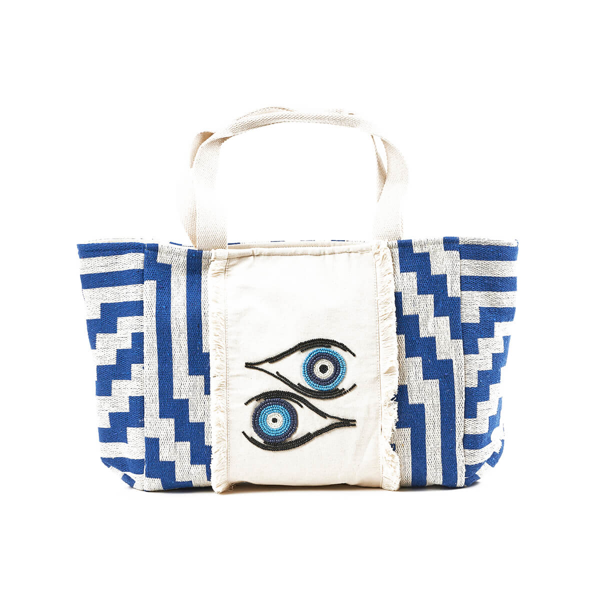 Verde Γυναικεία Τσάντα θαλάσσης 14-0228 απο Βαμβάκι & Γιούτα Μπλε