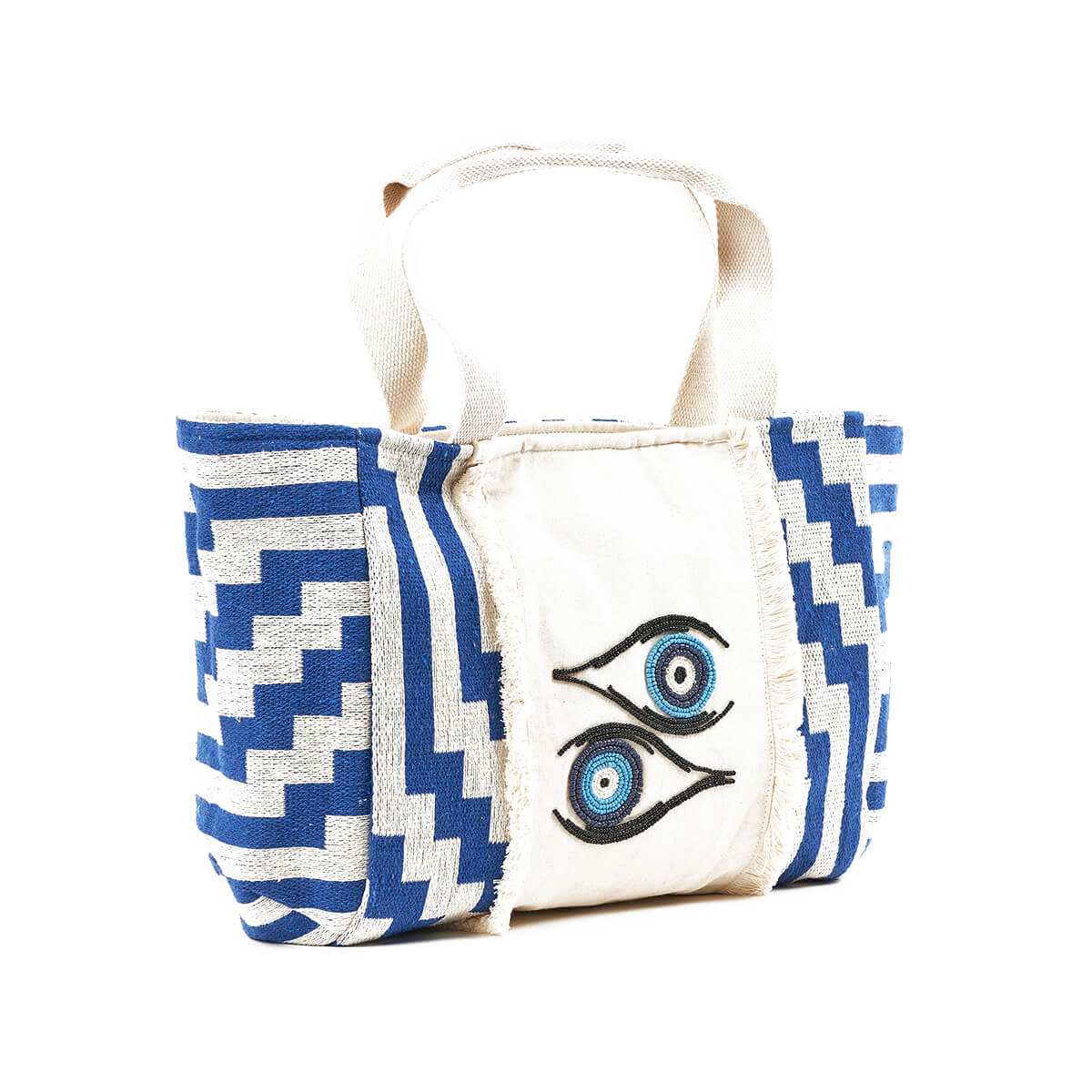 Verde Γυναικεία Τσάντα θαλάσσης 14-0228 απο Βαμβάκι & Γιούτα Μπλε