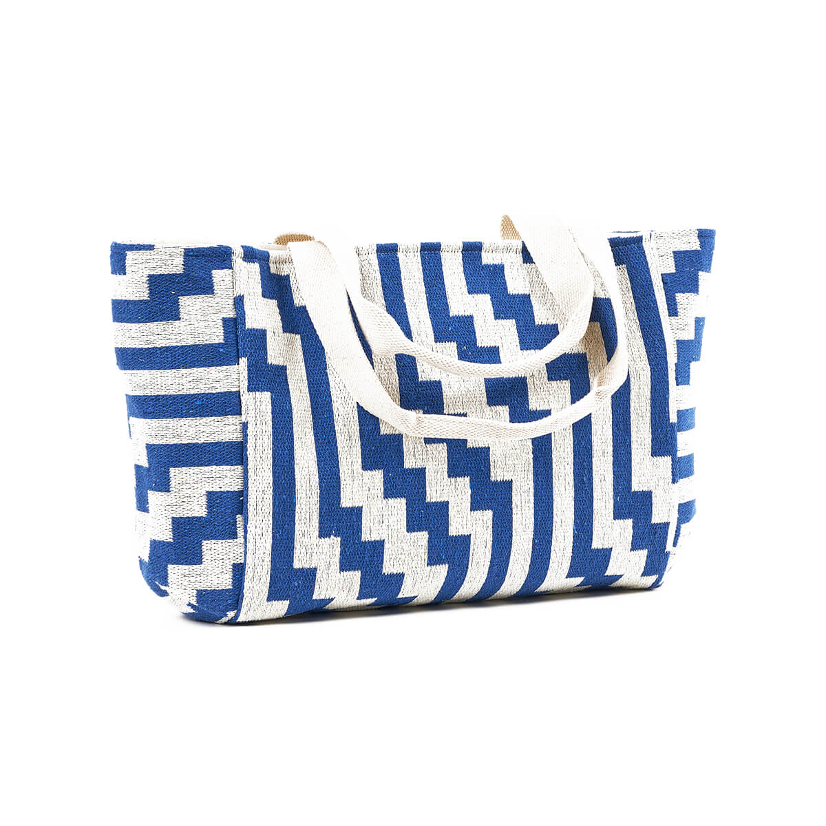 Verde Γυναικεία Τσάντα θαλάσσης 14-0228 απο Βαμβάκι & Γιούτα Μπλε