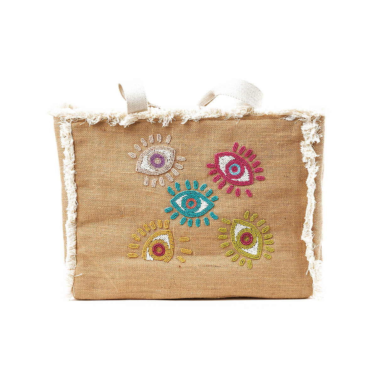 Verde Γυναικεία Τσάντα θαλάσσης 14-0230 Γιούτα Μπεζ