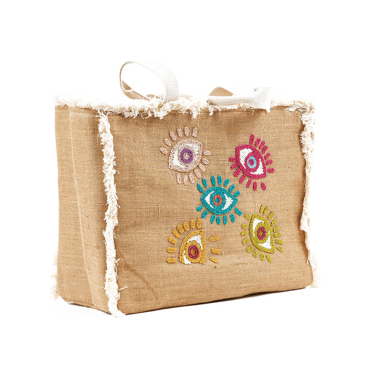 Verde Γυναικεία Τσάντα θαλάσσης 14-0230 Γιούτα Μπεζ