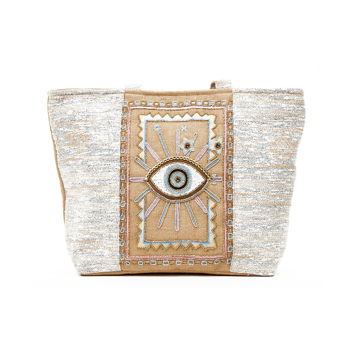 Verde Γυναικεία Τσάντα θαλάσσης 14-0231 απο Γιούτα & Ζακάρ Ασημί