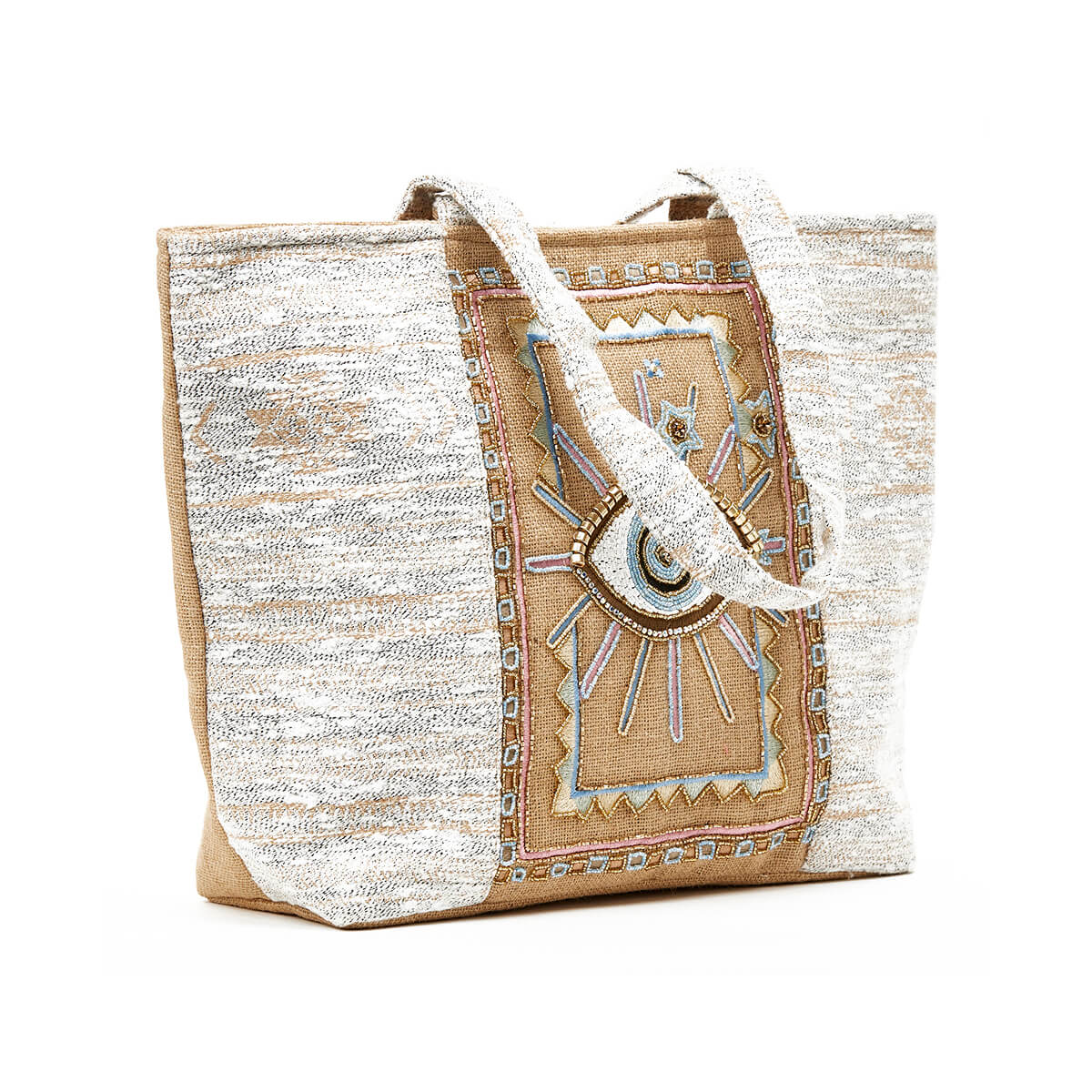 Verde Γυναικεία Τσάντα θαλάσσης 14-0231 απο Γιούτα & Ζακάρ Ασημί