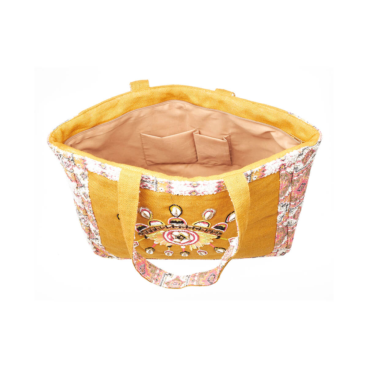 Verde Γυναικεία Τσάντα θαλάσσης 14-0232 απο Γιούτα & Ζακάρ Κίτρινο