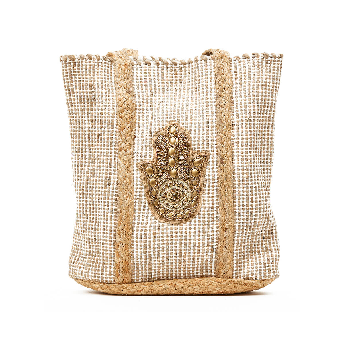 Verde Γυναικεία Τσάντα θαλάσσης 14-0236 Γιούτα Ύφασμα Μπεζ