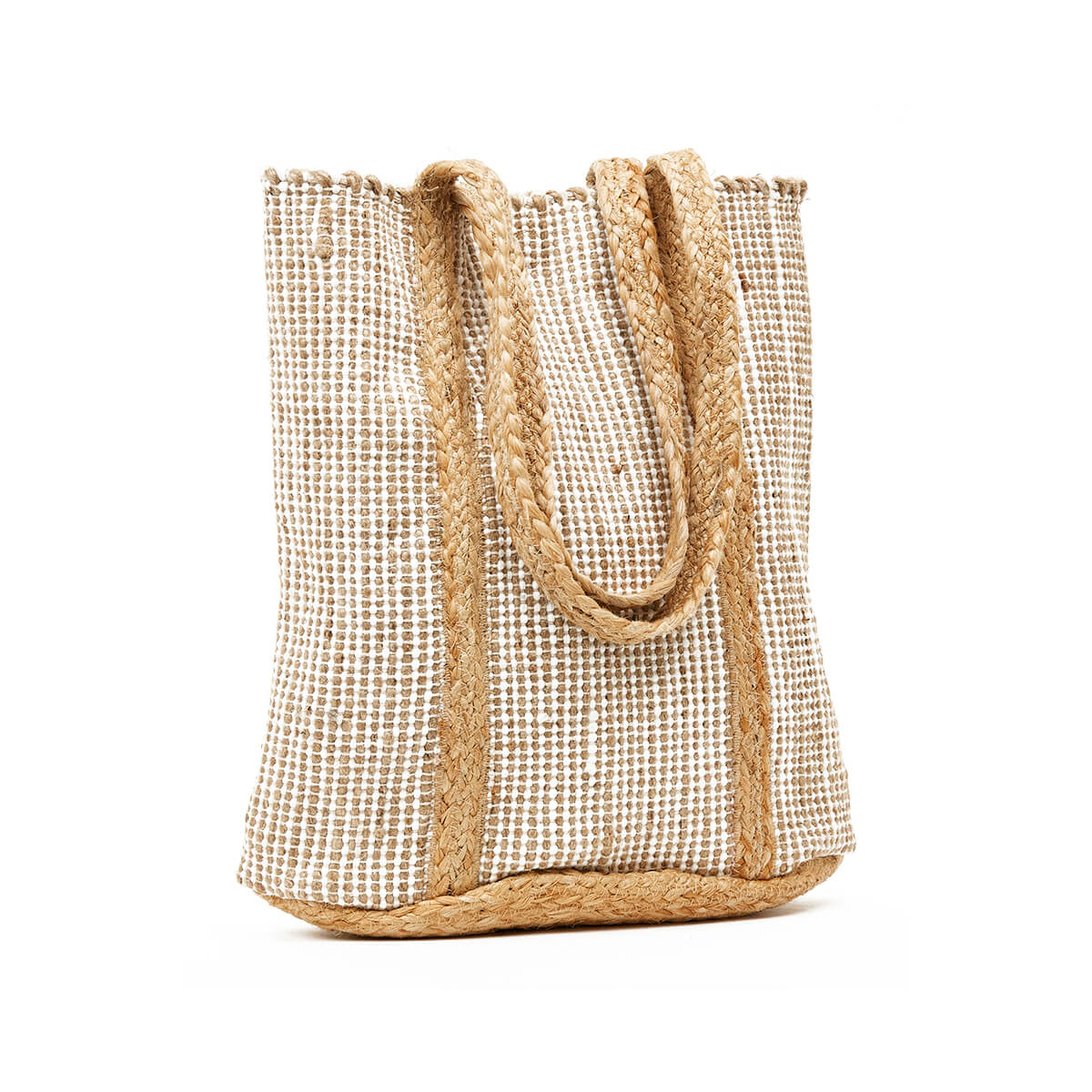 Verde Γυναικεία Τσάντα θαλάσσης 14-0236 Γιούτα Ύφασμα Μπεζ