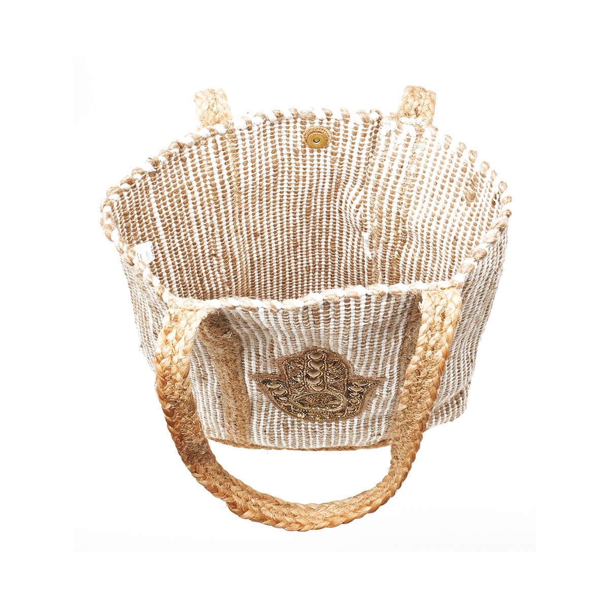 Verde Γυναικεία Τσάντα θαλάσσης 14-0236 Γιούτα Ύφασμα Μπεζ