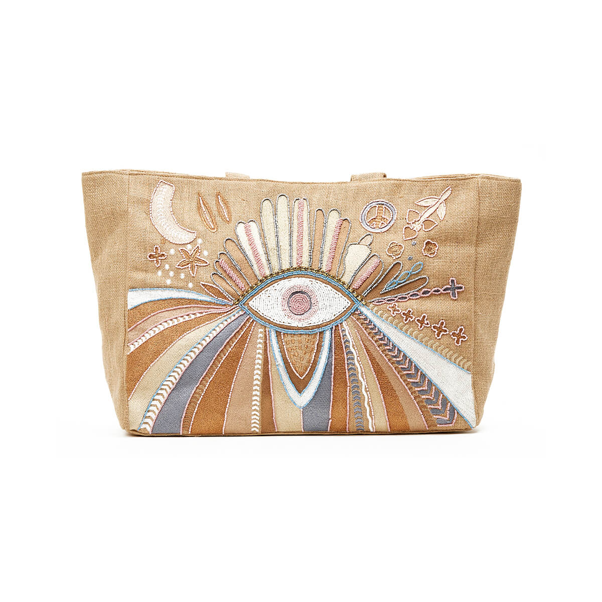 Verde Γυναικεία Τσάντα θαλάσσης 14-0237 Γιούτα Ροζ