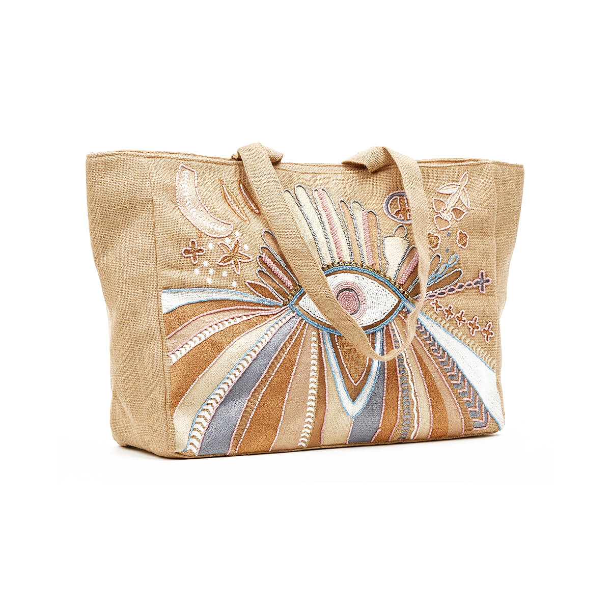 Verde Γυναικεία Τσάντα θαλάσσης 14-0237 Γιούτα Ροζ