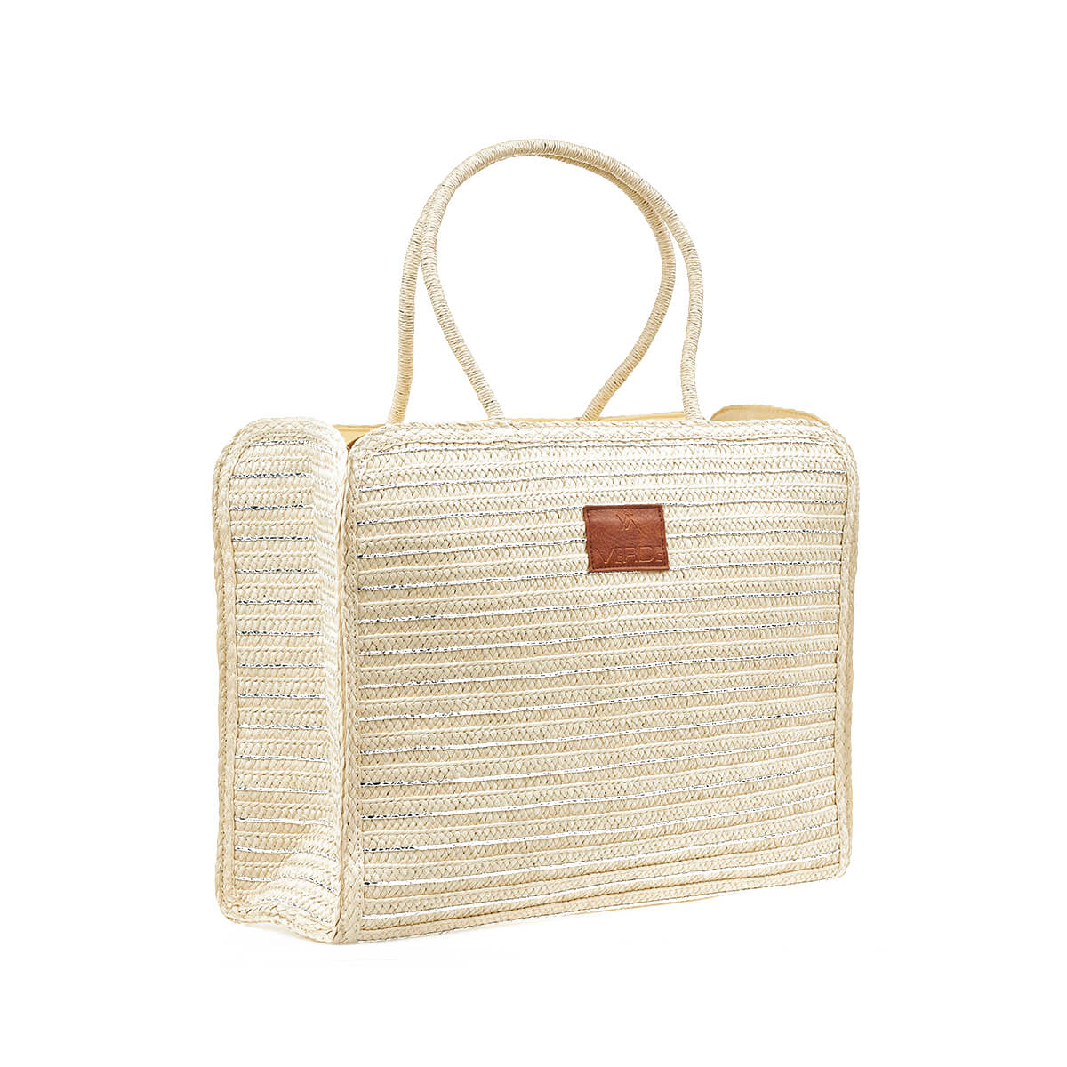 Verde Γυναικεία Τσάντα θαλάσσης 14-0238 Ψάθινη ΕκρούΑσημί