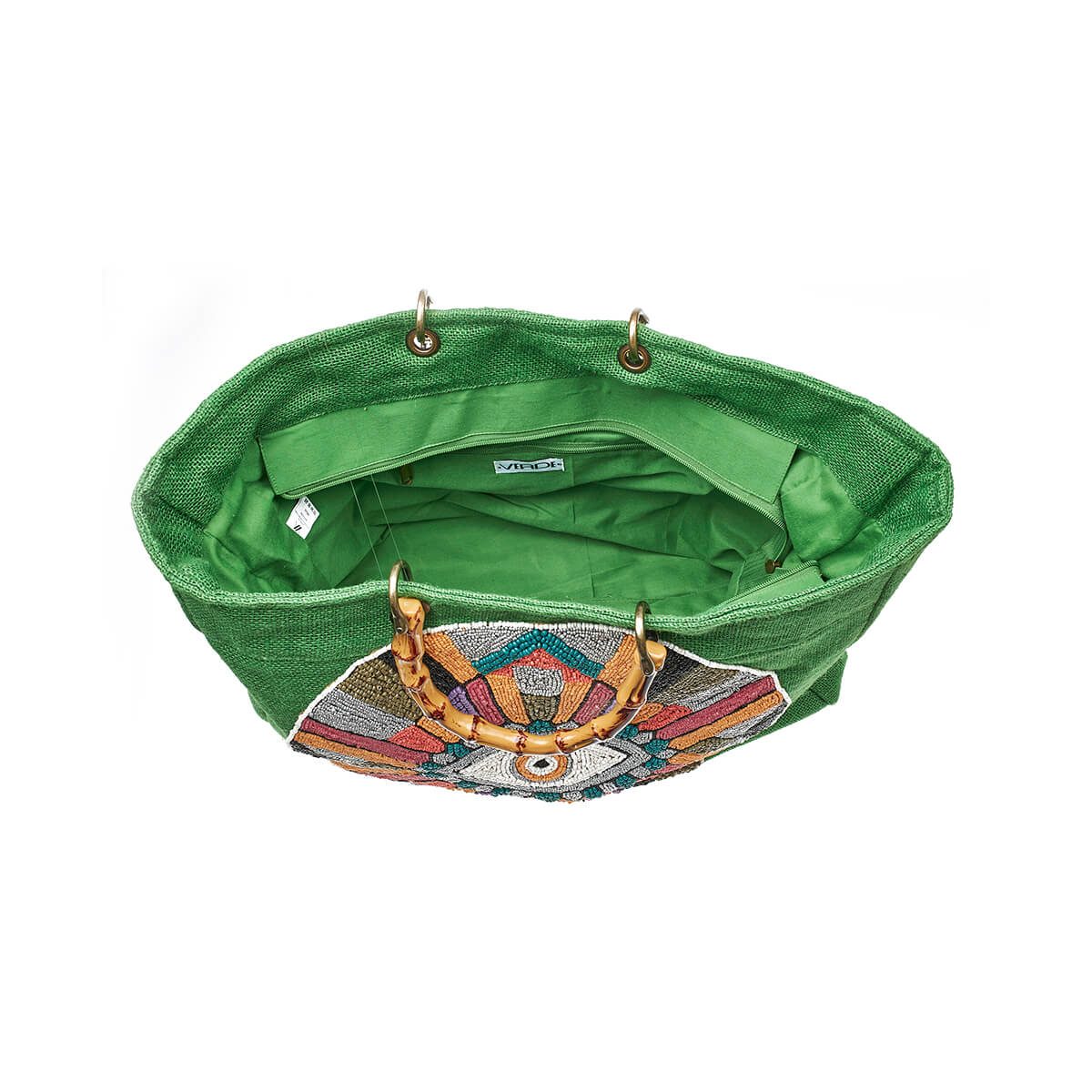 Verde Γυναικεία Τσάντα θαλάσσης 14-0253 Γιούτα Πράσινο