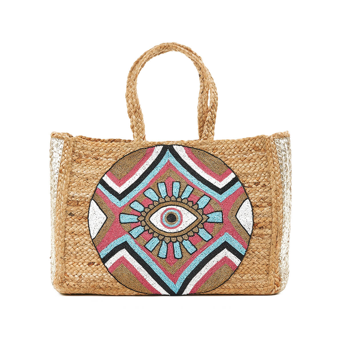 Verde Γυναικεία Τσάντα θαλάσσης 14-0254 Γιούτα Μπεζ