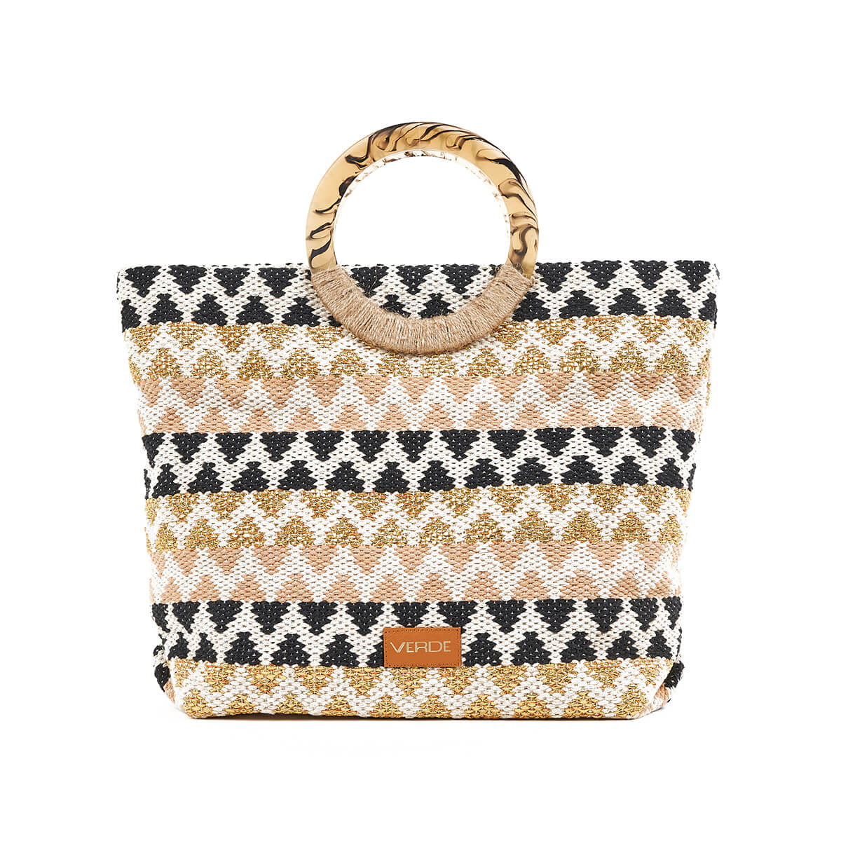 Verde Γυναικεία Τσάντα θαλάσσης 14-0256 Βαμβακερή Μπεζ