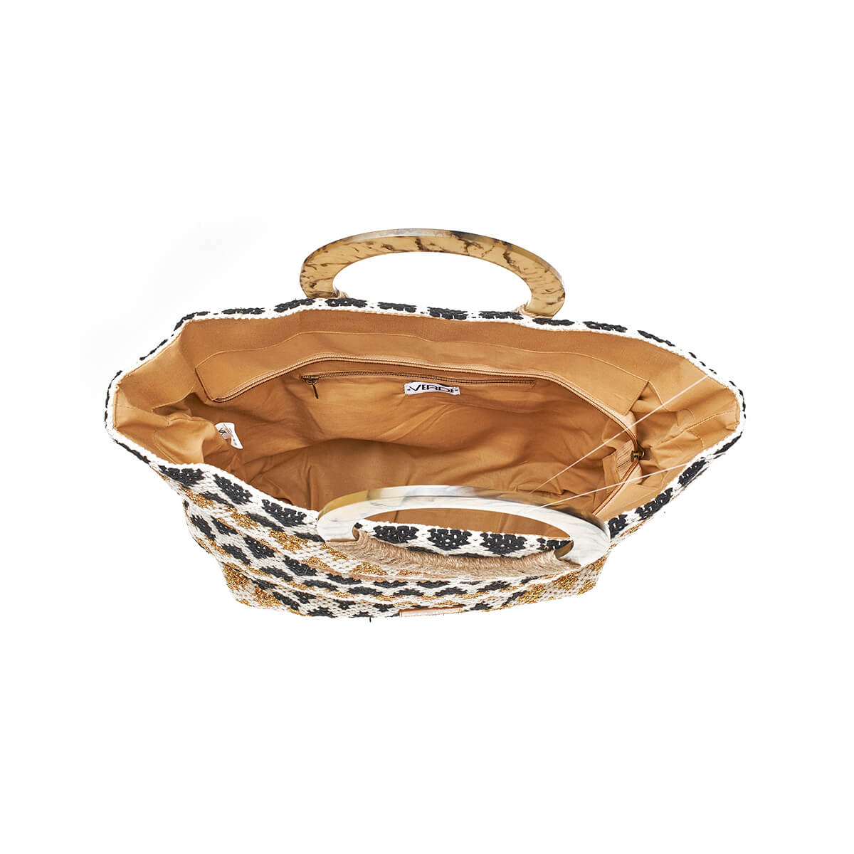 Verde Γυναικεία Τσάντα θαλάσσης 14-0256 Βαμβακερή Μπεζ