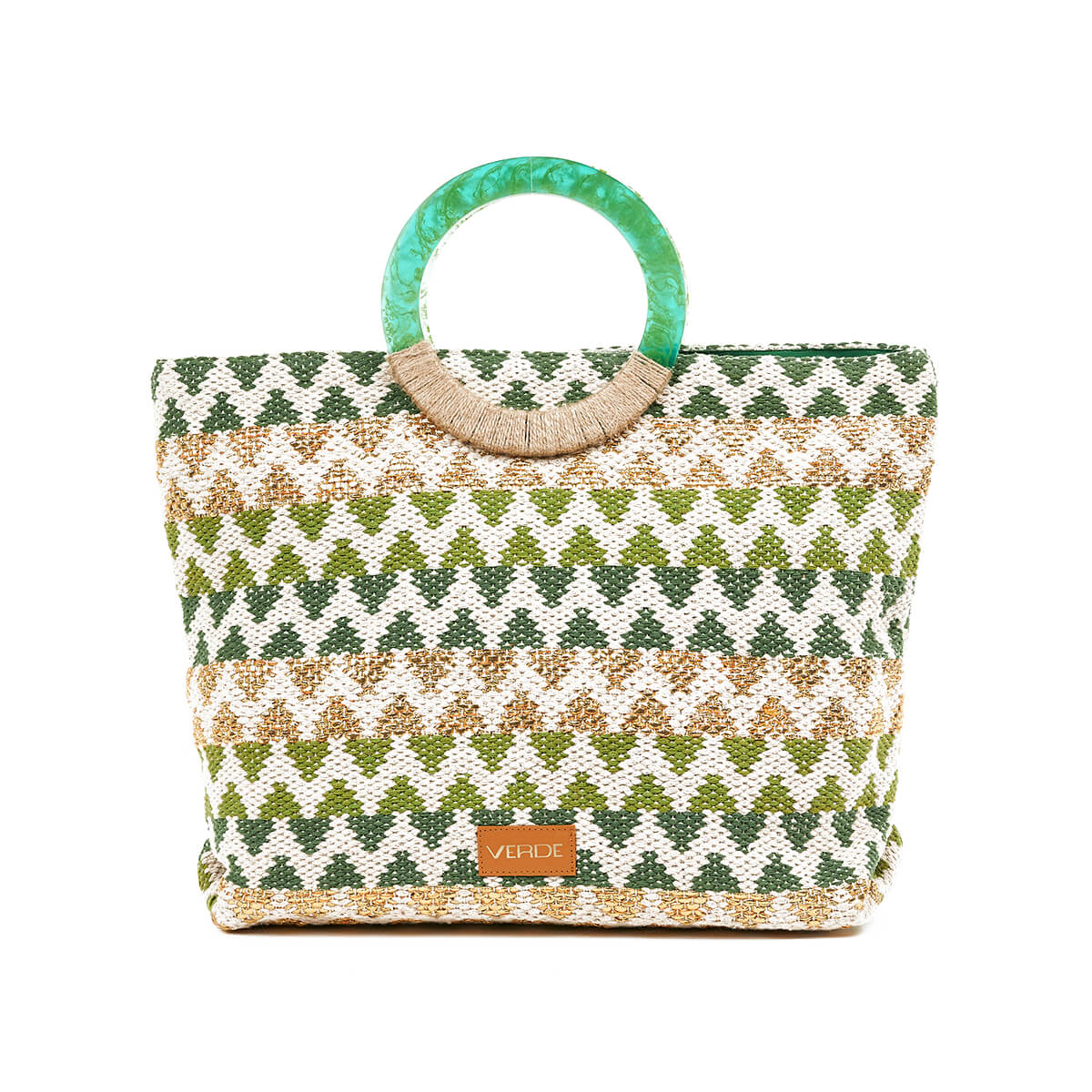 Verde Γυναικεία Τσάντα θαλάσσης 14-0256 Βαμβακερή Πράσινο