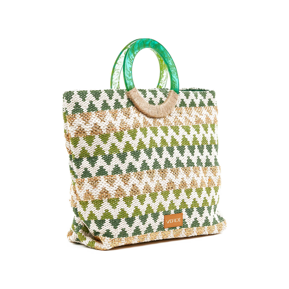 Verde Γυναικεία Τσάντα θαλάσσης 14-0256 Βαμβακερή Πράσινο