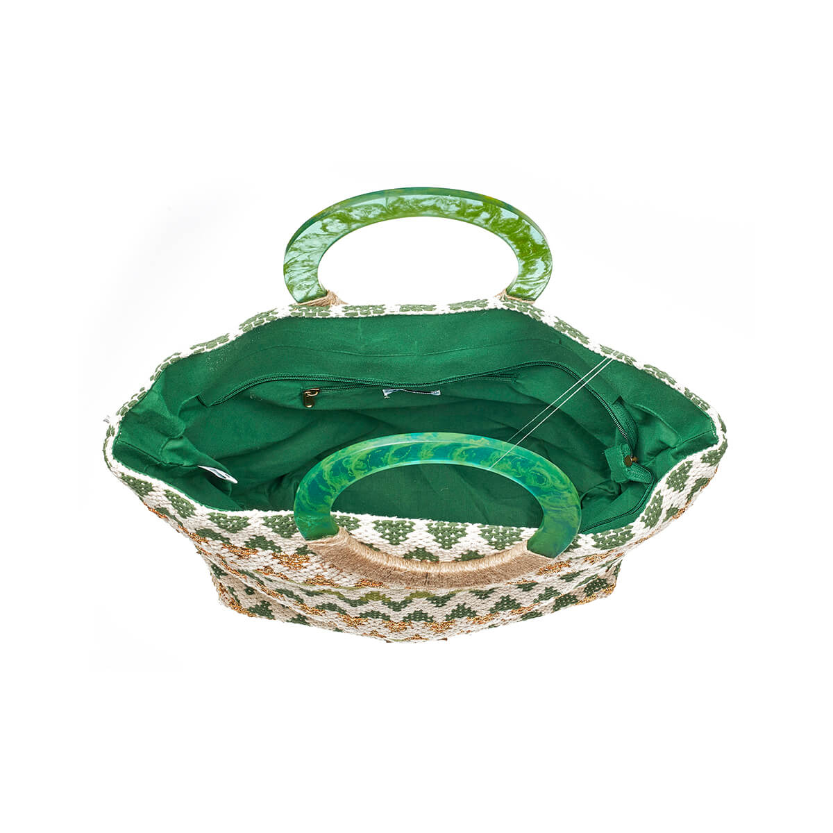 Verde Γυναικεία Τσάντα θαλάσσης 14-0256 Βαμβακερή Πράσινο
