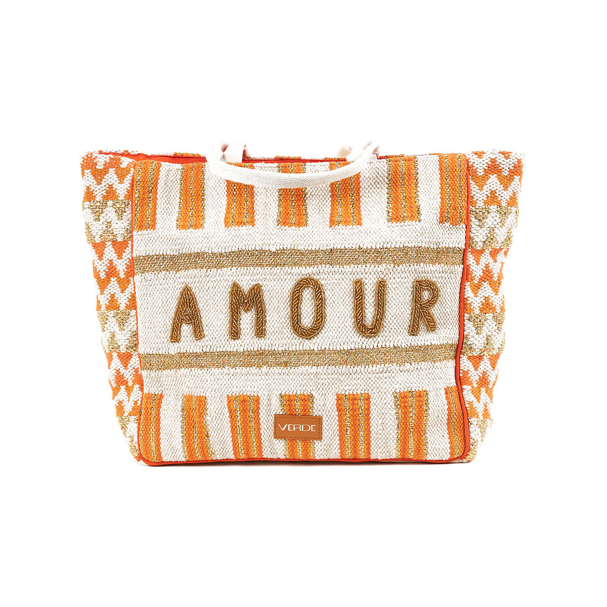 Verde Γυναικεία Τσάντα θαλάσσης 14-0258 Βαμβακερή Πορτοκαλί