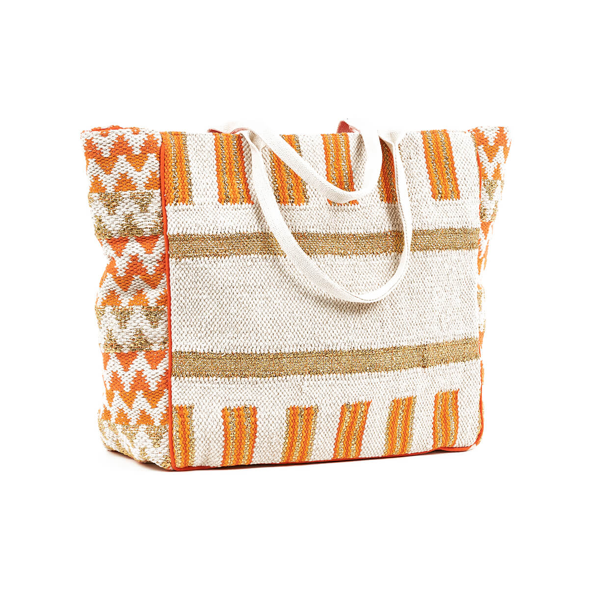 Verde Γυναικεία Τσάντα θαλάσσης 14-0258 Βαμβακερή Πορτοκαλί