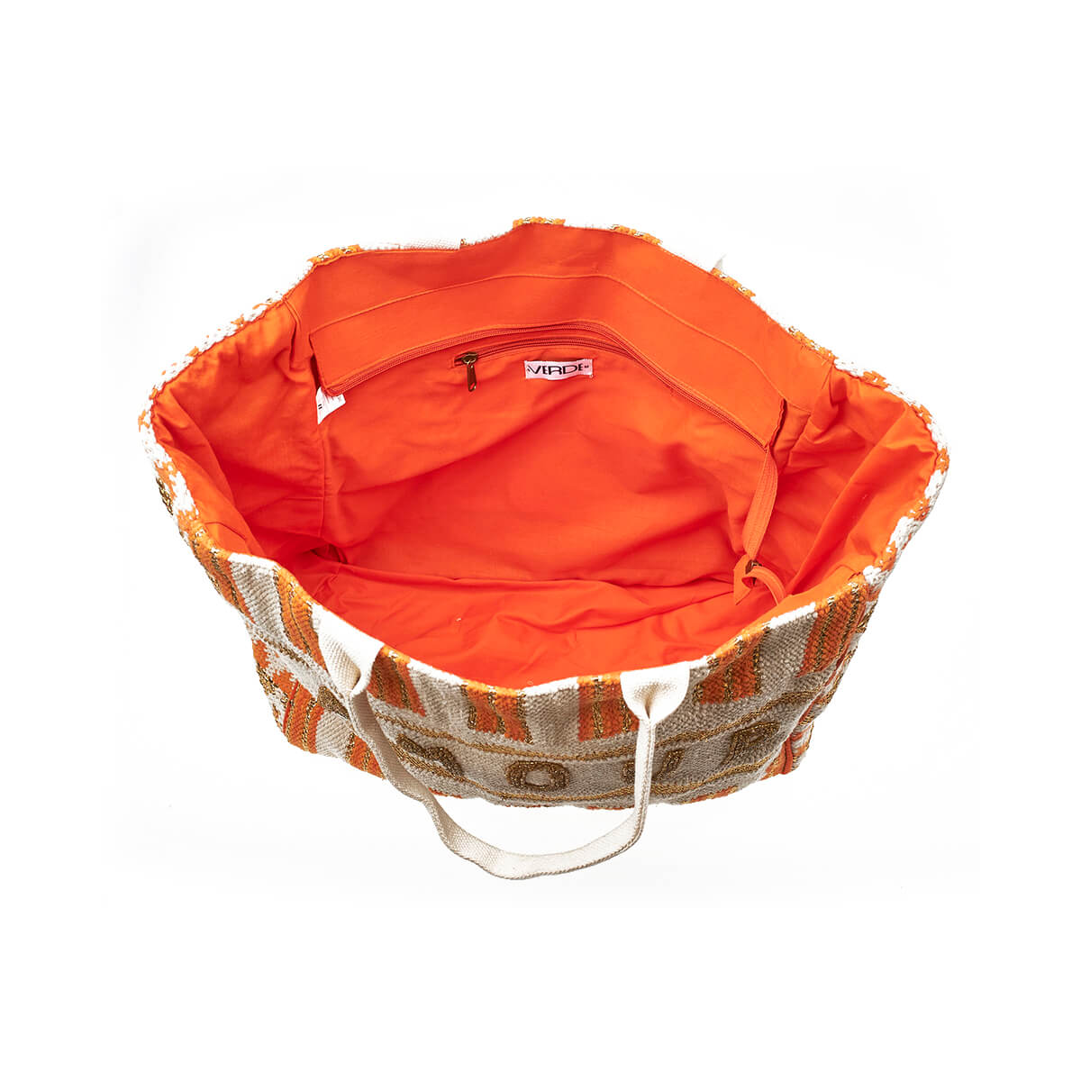 Verde Γυναικεία Τσάντα θαλάσσης 14-0258 Βαμβακερή Πορτοκαλί