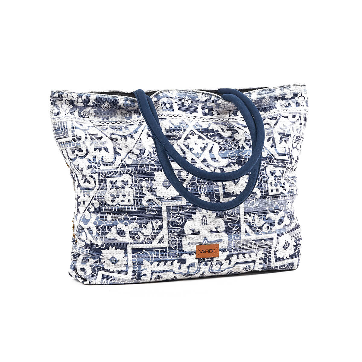 Verde Γυναικεία Τσάντα θαλάσσης 14-0260 Βισκόζη Μπλε