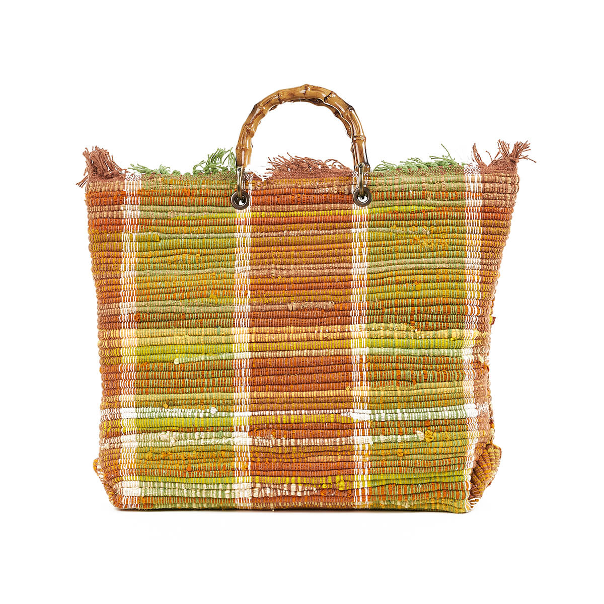 Verde Γυναικεία Τσάντα θαλάσσης 14-0261 Βαμβακερή Πορτοκαλί