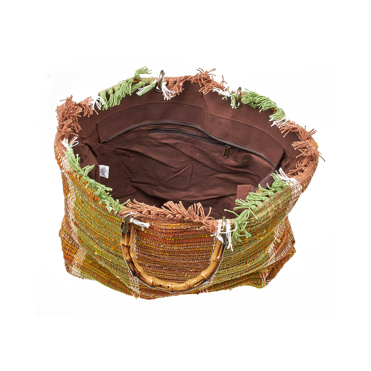 Verde Γυναικεία Τσάντα θαλάσσης 14-0261 Βαμβακερή Πορτοκαλί