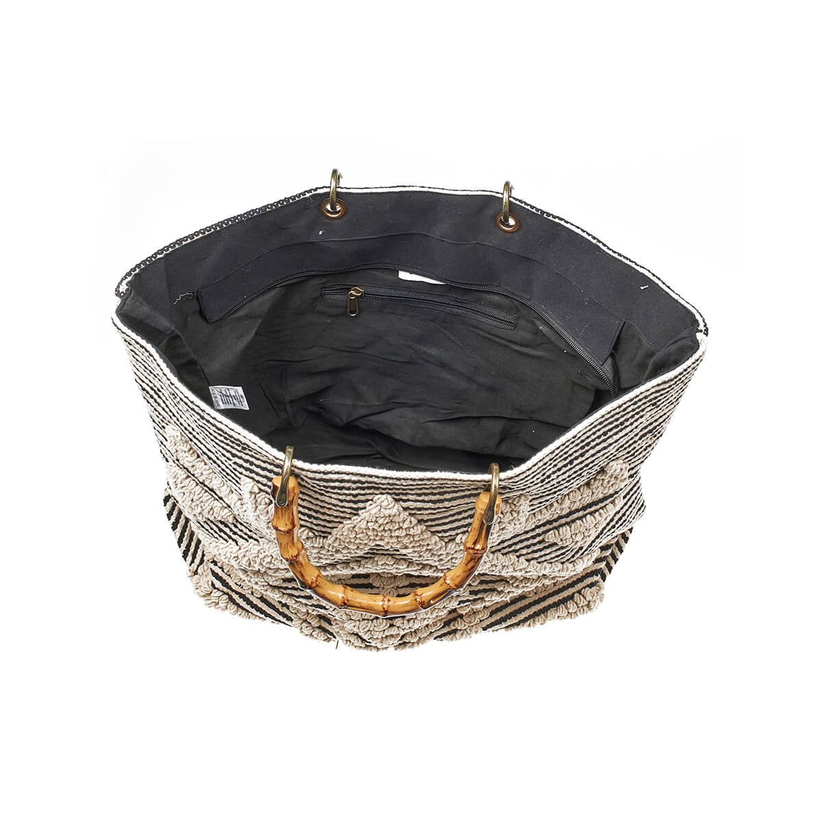 Verde Γυναικεία Τσάντα θαλάσσης 14-0262 Βαμβακερή Μαύρο