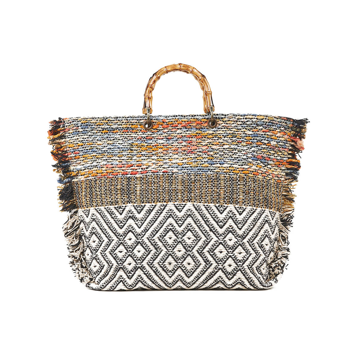 Verde Γυναικεία Τσάντα θαλάσσης 14-0266 Βαμβακερή Πολύχρωμο