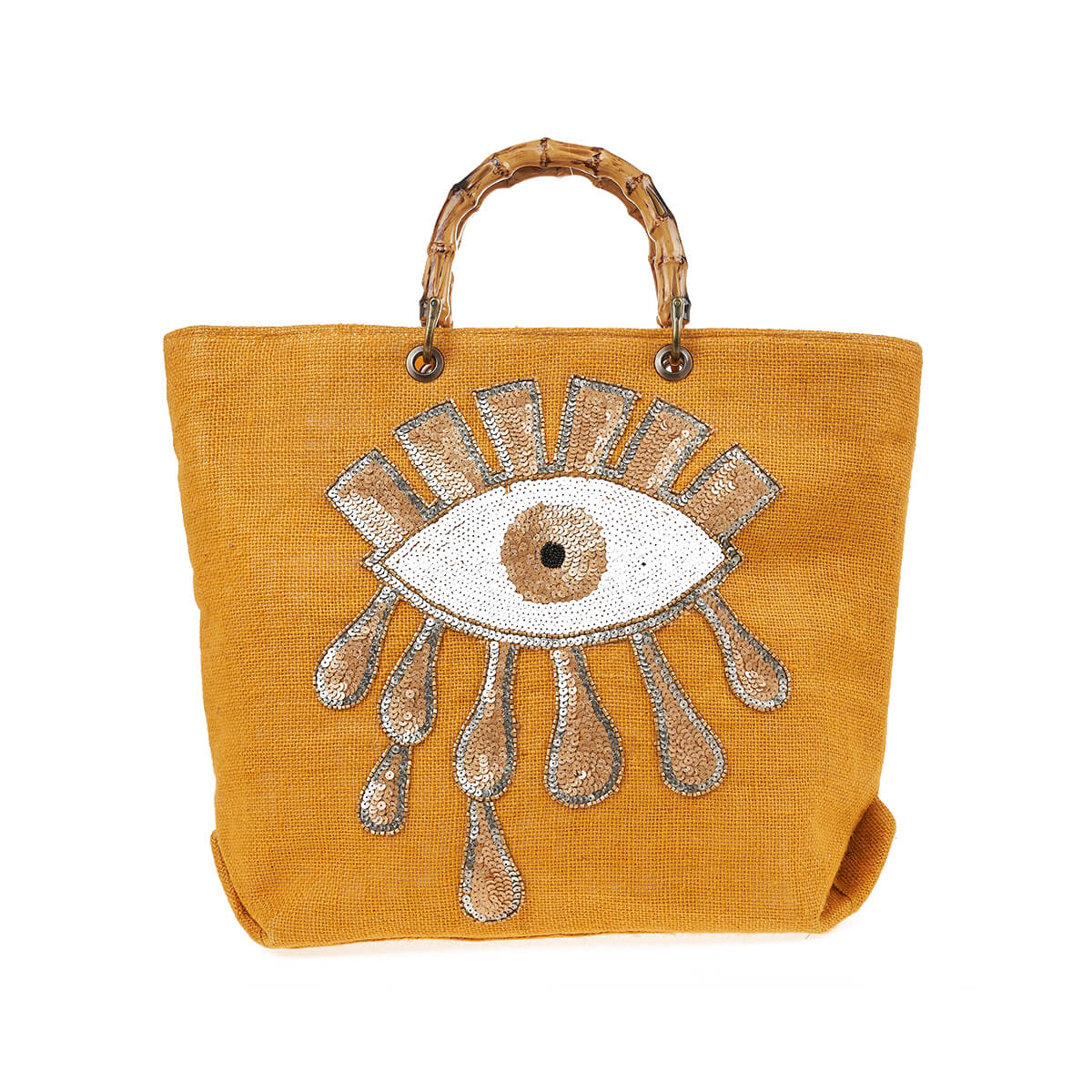 Verde Γυναικεία Τσάντα θαλάσσης 14-0268 Γιούτα Κίτρινο