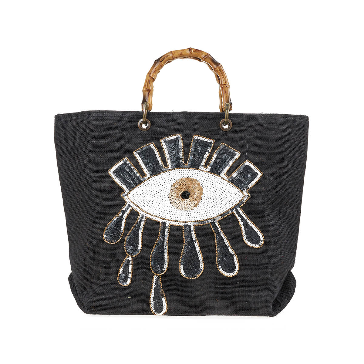 Verde Γυναικεία Τσάντα θαλάσσης 14-0268 Γιούτα Μαύρο