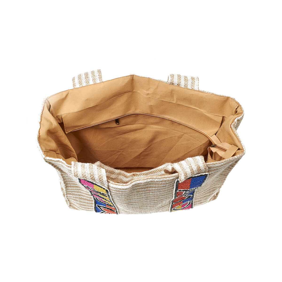 Verde Γυναικεία Τσάντα θαλάσσης 14-0269 Γιούτα Μπεζ