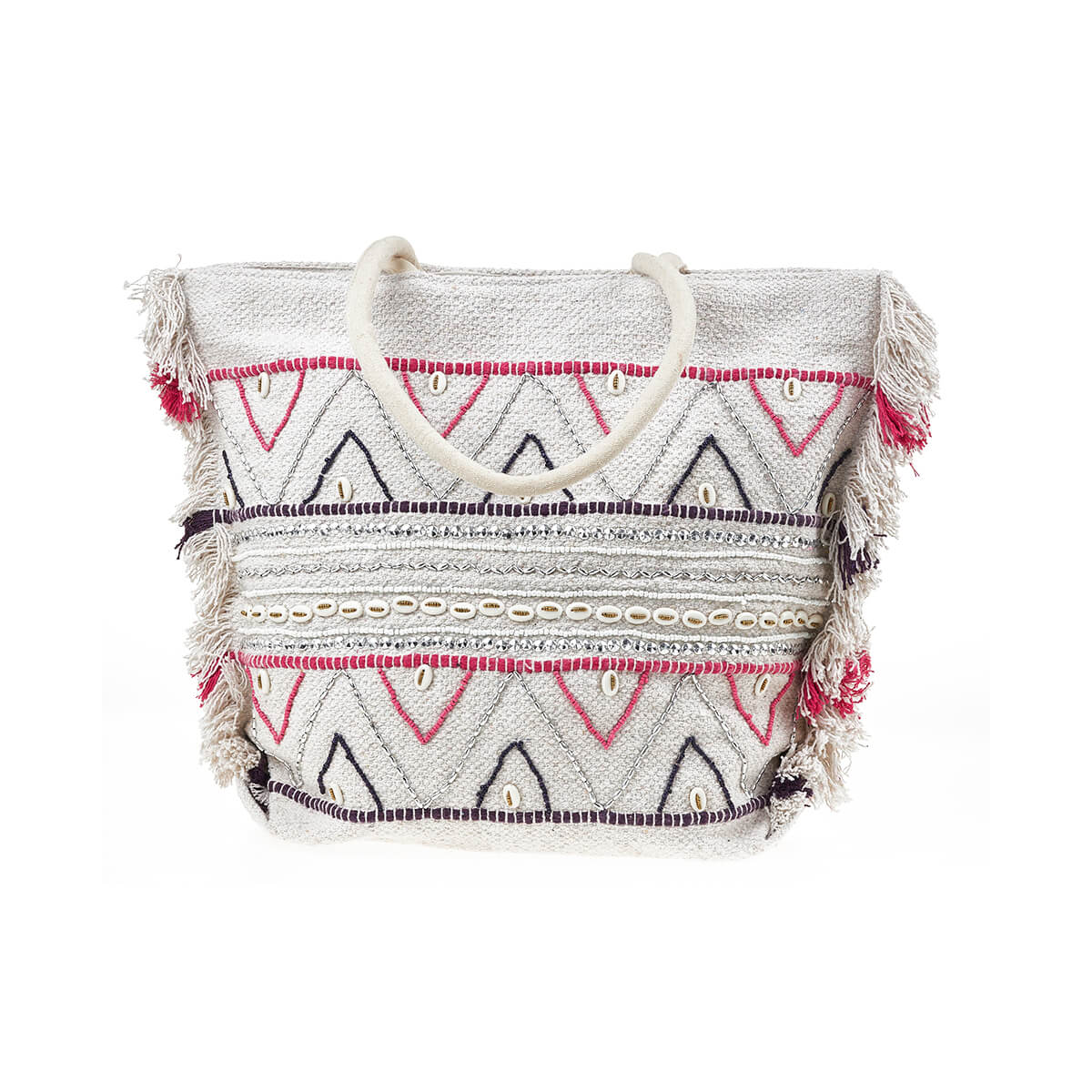 Verde Γυναικεία Τσάντα θαλάσσης 14-0270 Βαμβακερή Φούξια