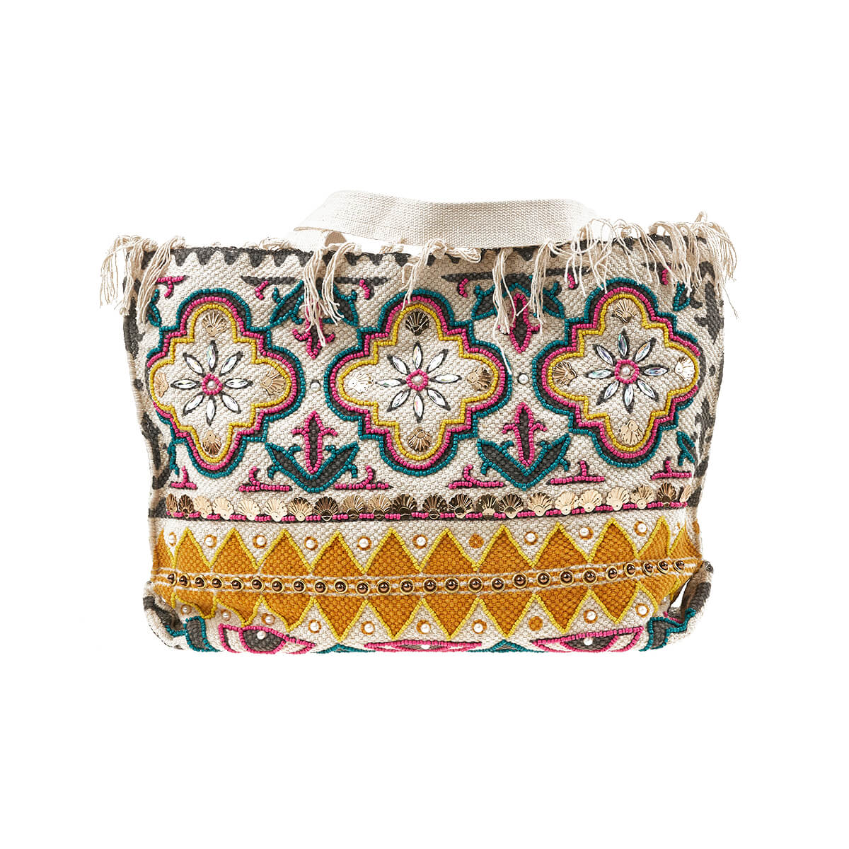 Verde Γυναικεία Τσάντα θαλάσσης 14-0271 Βαμβακερή Πολύχρωμο