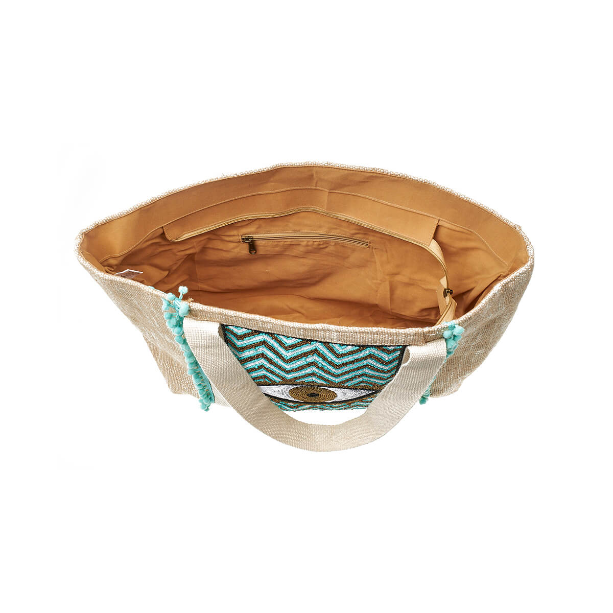 Verde Γυναικεία Τσάντα θαλάσσης 14-0272 απο Βαμβάκι & Γιούτα Τιρκουάζ