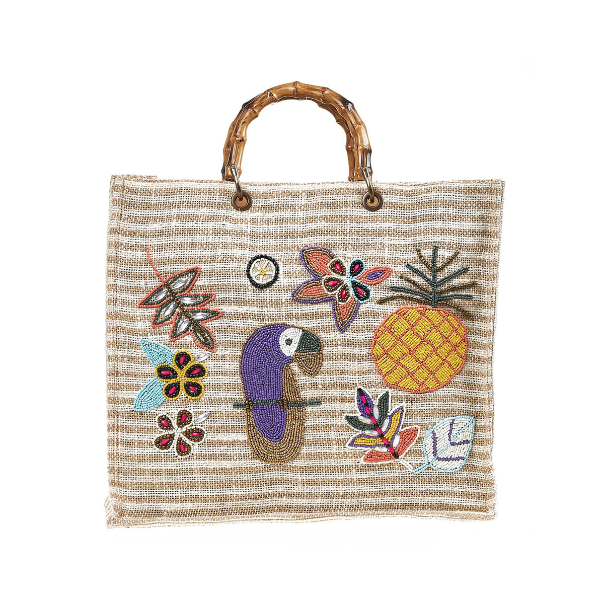 Verde Γυναικεία Τσάντα θαλάσσης 14-0275 Γιούτα Μπεζ