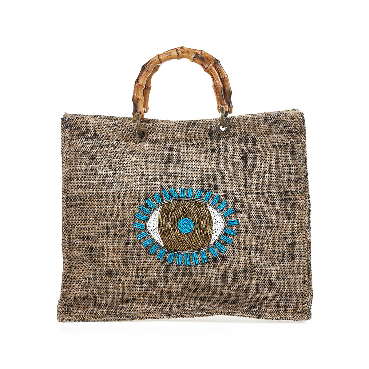 Verde Γυναικεία Τσάντα θαλάσσης 14-0276 απο Βαμβάκι & Γιούτα Μαύρο